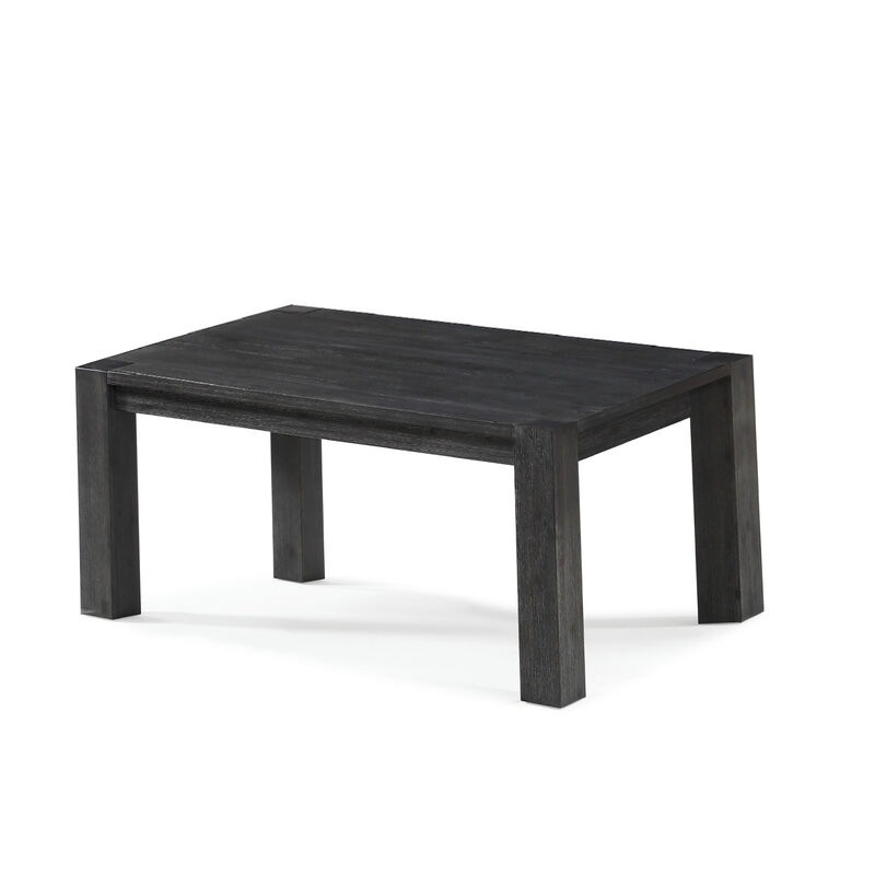 63-94 Inch Pim Acacia Wood Dining Table, 2 Extension Leaves, Graphite Gray