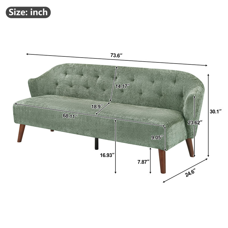 Merax Mid-Century Plush Fabric Loveseat Sofa with Tufted Back image number 3