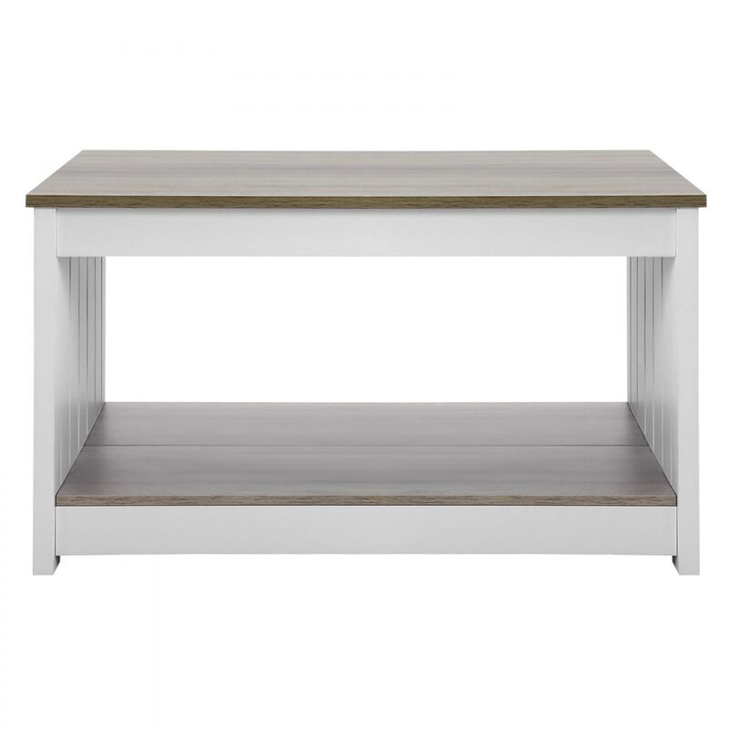 Farmhouse Coffee Table Square Table with Open Storage Compartment