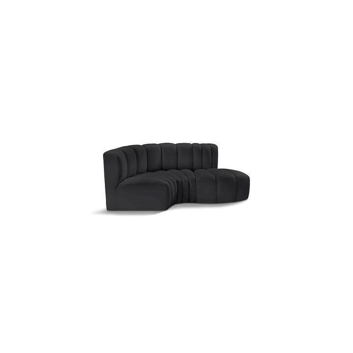 Meridian Furniture Arc Black Vegan Leather Modular Sofa