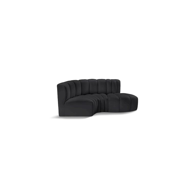 Meridian Furniture Arc Black Vegan Leather Modular Sofa