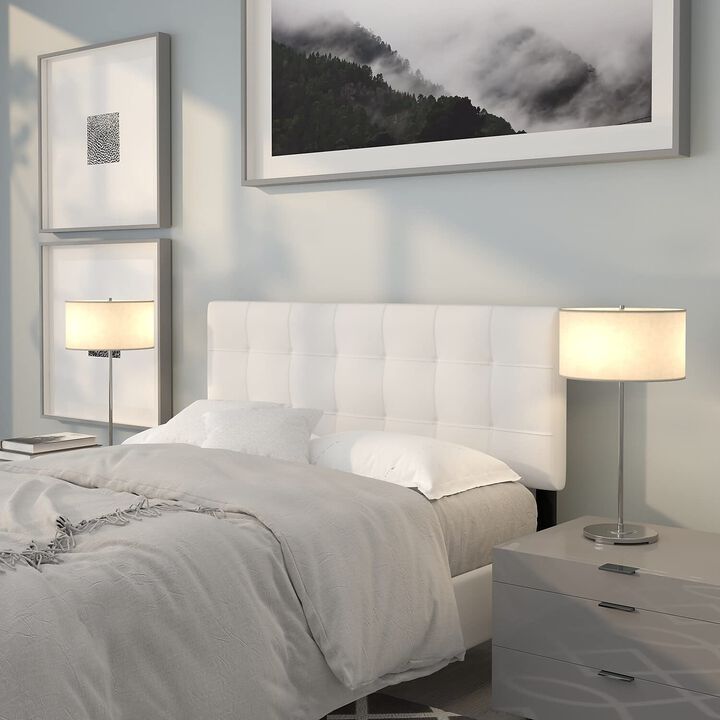 Flash Furniture Bedford Tufted Upholstered Full Size Headboard in White Fabric