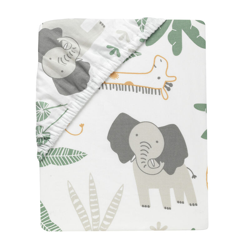 Lambs & Ivy Jungle Friends 100% Cotton Safari Animals Baby Fitted Crib Sheet
