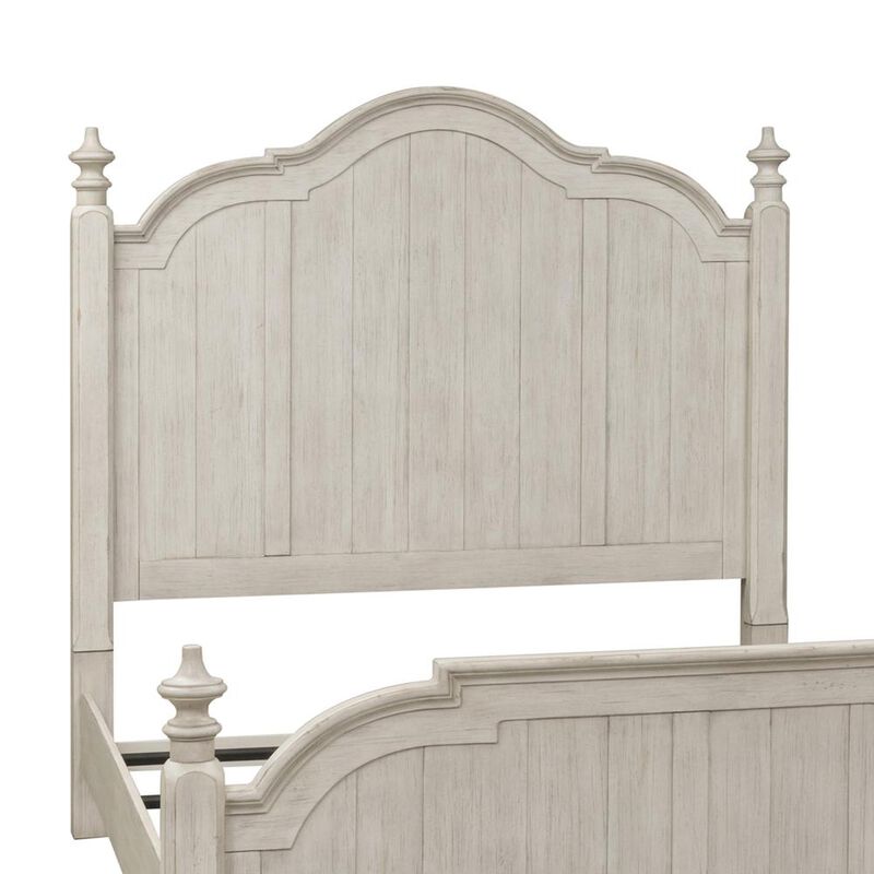 Liberty Furniture Farmhouse Reimagined Queen Poster Headboard in Antique White w/ Chestnut Top image number 1