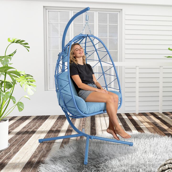 Hivvago Wicker Hanging Egg Chair with Stand