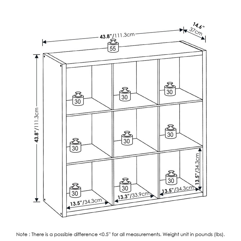 Furinno Cubicle Open Back Decorative Cube Storage Organizer, 9-Cube, Light Grey