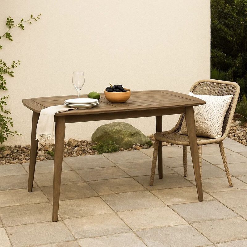 Sumona Outdoor Dining Table, Extendable, Brown Acacia Wood, 71-95 Inch image number 6