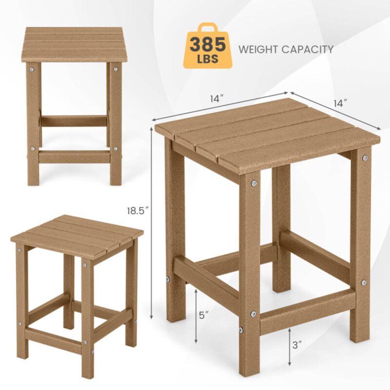 Hivvago 14 Inch Square Weather-Resistant Adirondack Side Table
