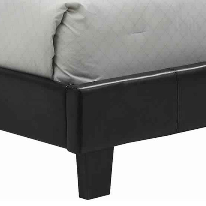 Low Profile California King Size Bed with Button Tufted Headboard, Black - Benzara