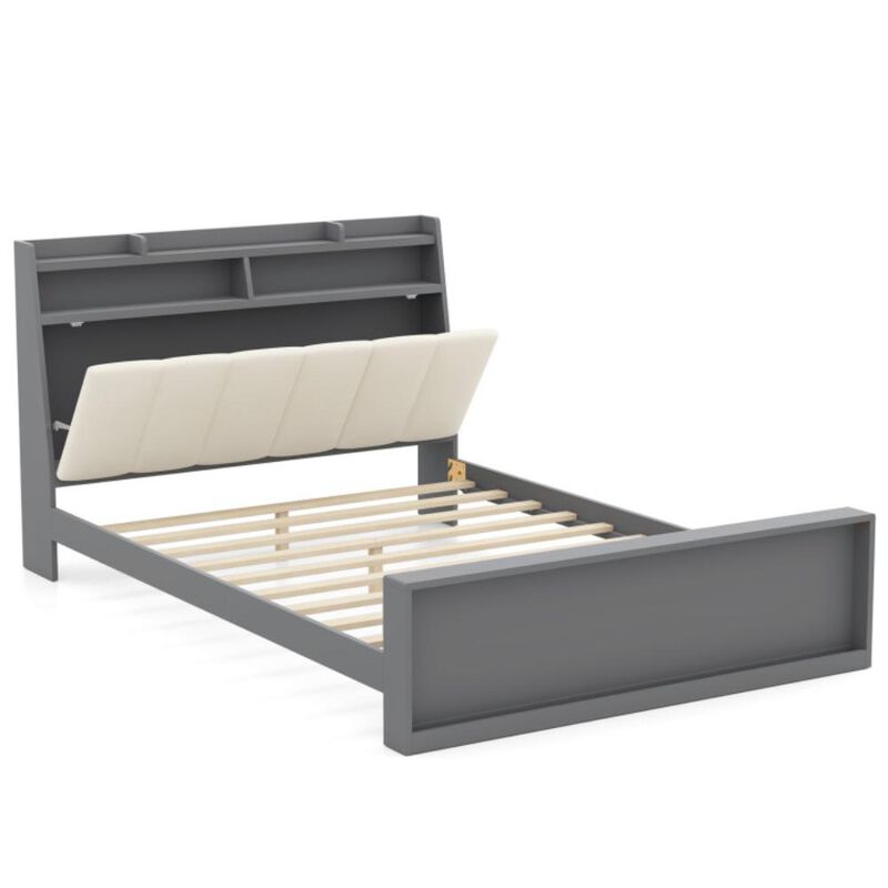Hivvago Full Size Bed Frame with Storage Modern Platform Bed with Headboard