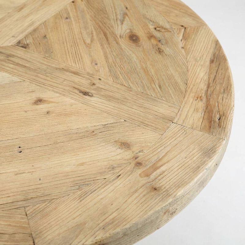 Brown Round Pine Wood Dining Table, Modern Farmhouse, Seats 4 image number 6