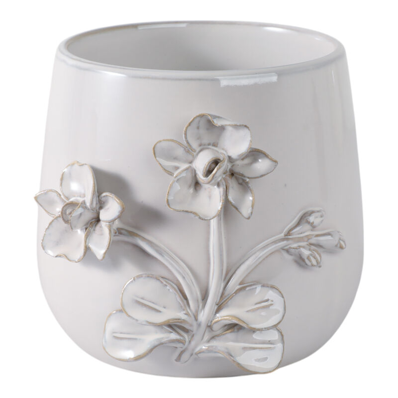 7" Flower Applique Planter image number 0
