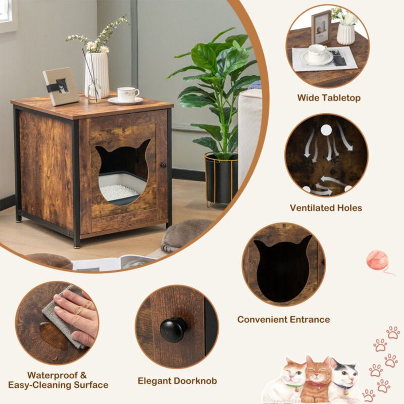Cat Litter Box Enclosure with Door and Ventilated Hole