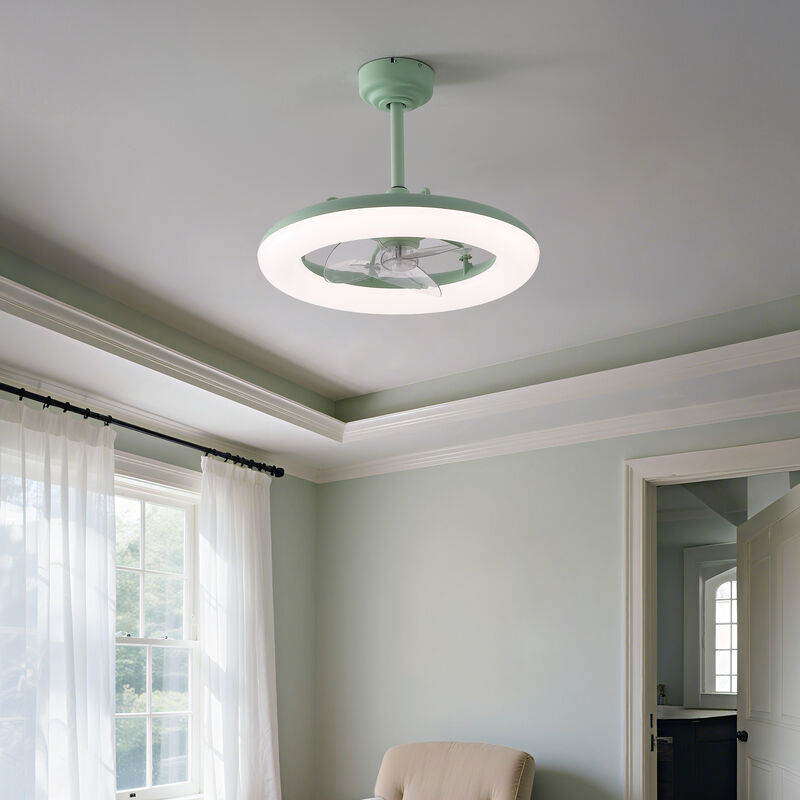 Piero 21.5" Contemporary Minimalist 3-Speed Metal Mobile-App/Remote-Controlled Dimmable Smart Integrated LED Ceiling Fan