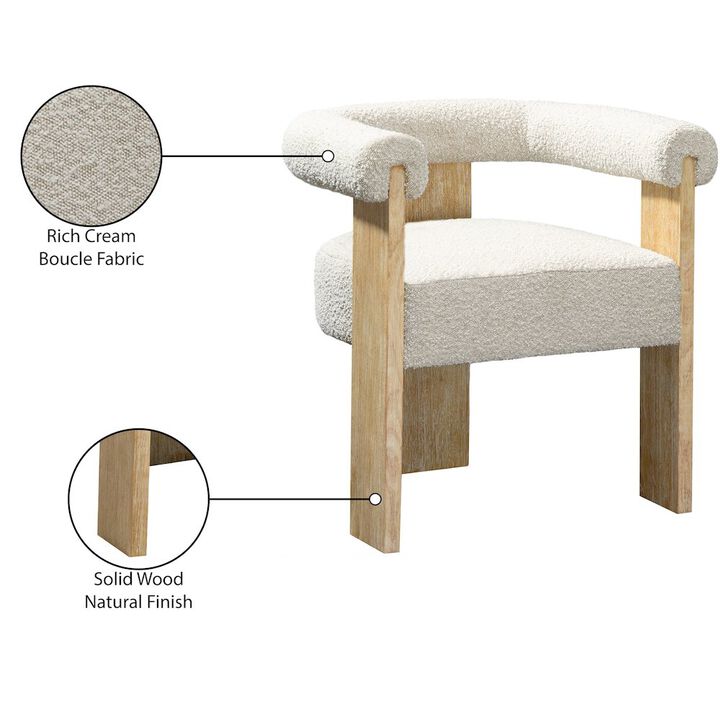 Meridian Furniture Barrel Cream Boucle Fabric Dining Chair