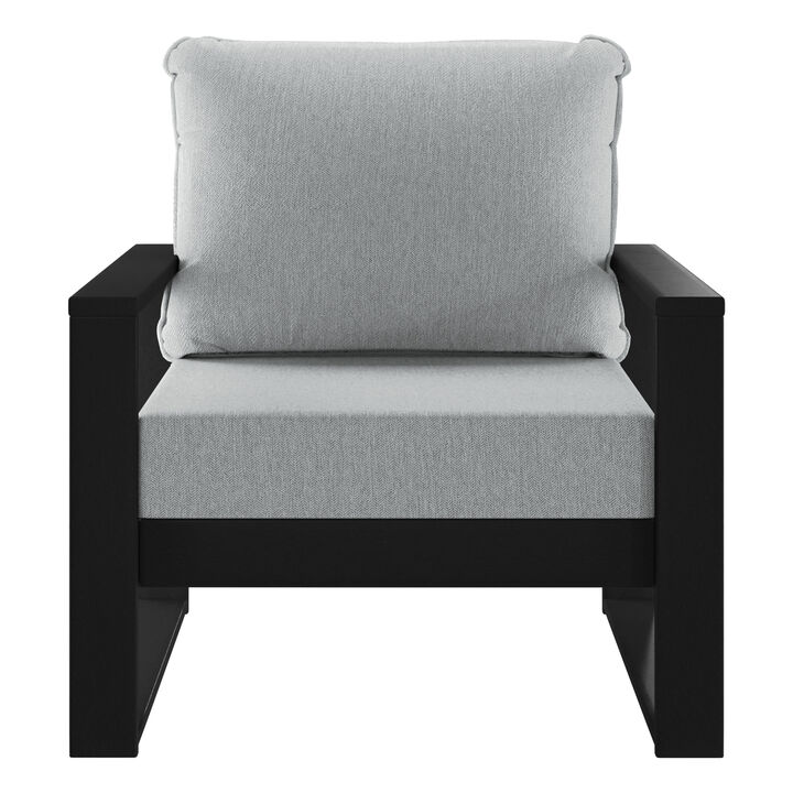 WestinTrends Outdoor Modern HDPE Patio Club Chair with Waterproof Deep Seat Cushions