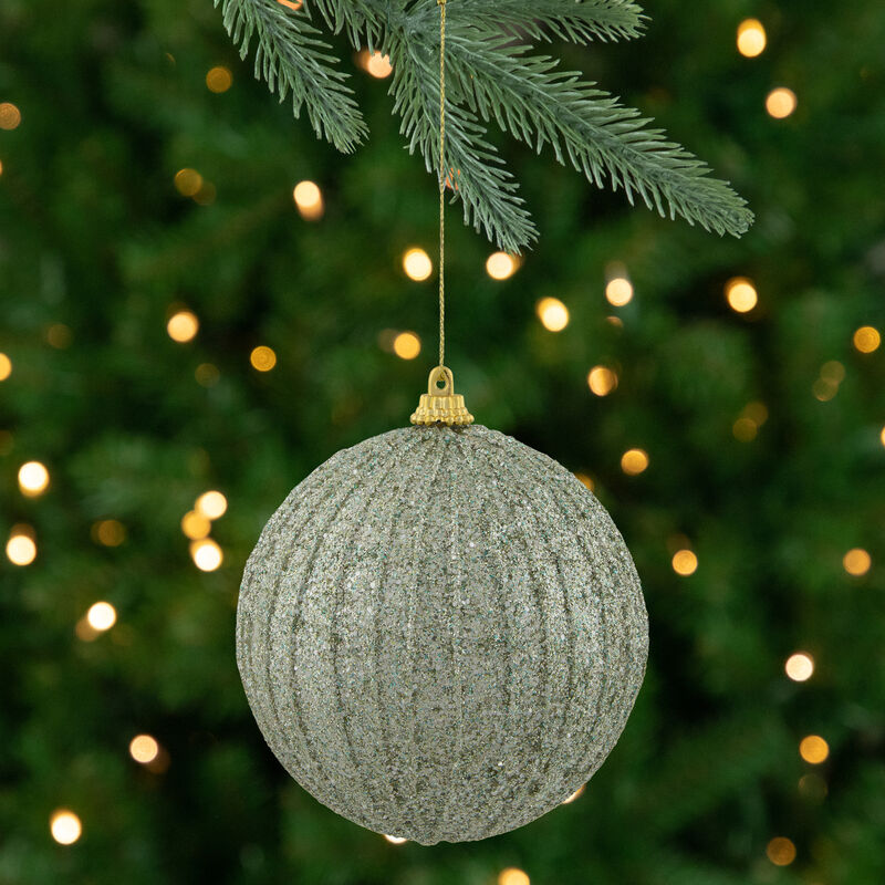 4" Green Glitter Shatterproof Christmas Ball Ornament image number 1