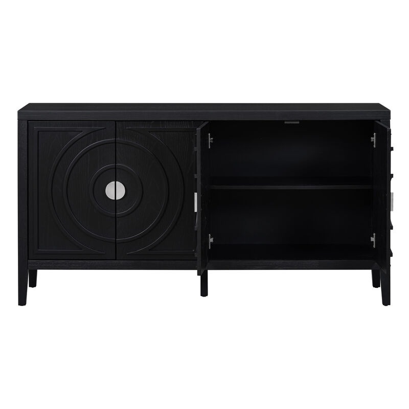 Merax Retro Circular Groove Door Sideboard