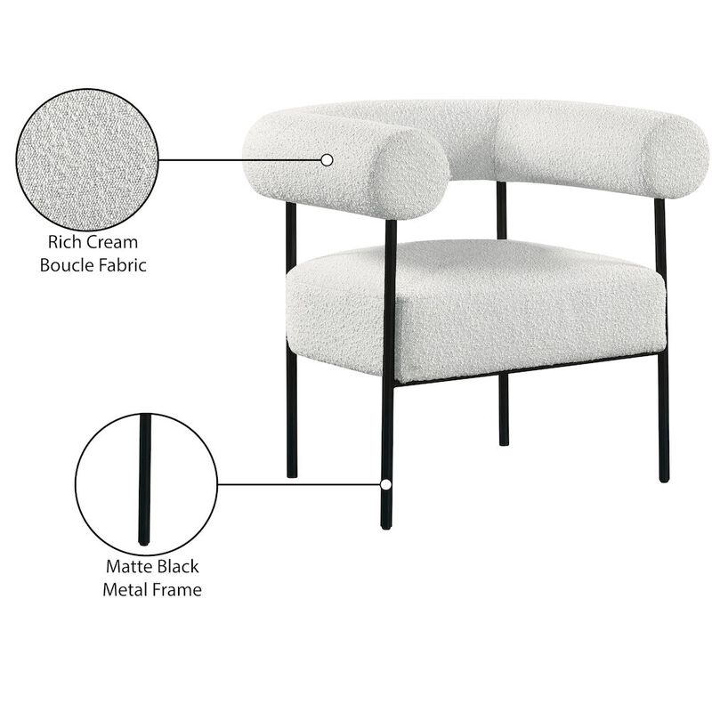 Meridian Furniture Blake Cream Boucle Fabric Accent Chair