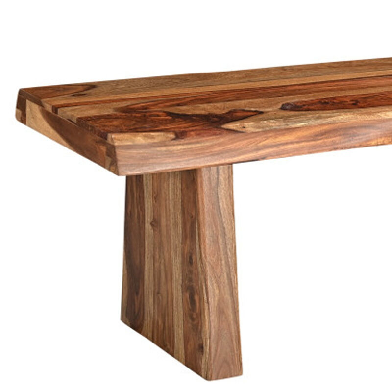 HomeRoots 75" Brown Solid Wood Live Edge Dining Bench image number 5