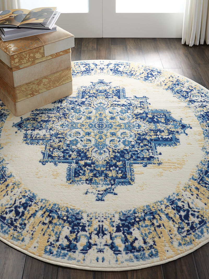 Grafix GRF14 White 5'3" x Round Rug