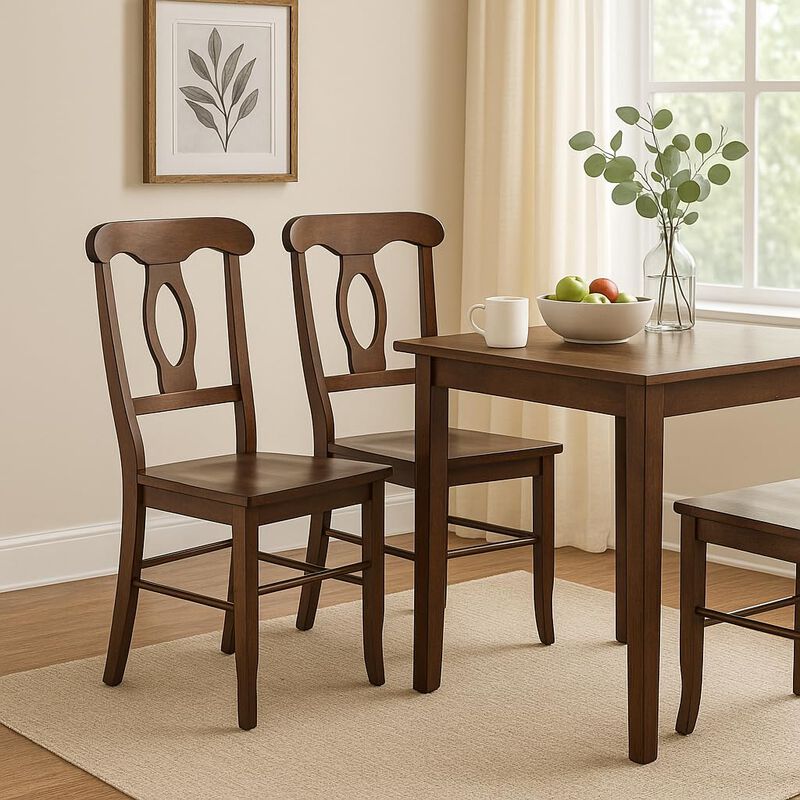 Ergode Renaissance 2-Piece Chair Set | Carved Keyhole Backs | Solid Wood | Walnut Finish | Comfortable Contoured Seats | Dining or Occasional Use | Assembly Required (94208-VV) image number 3