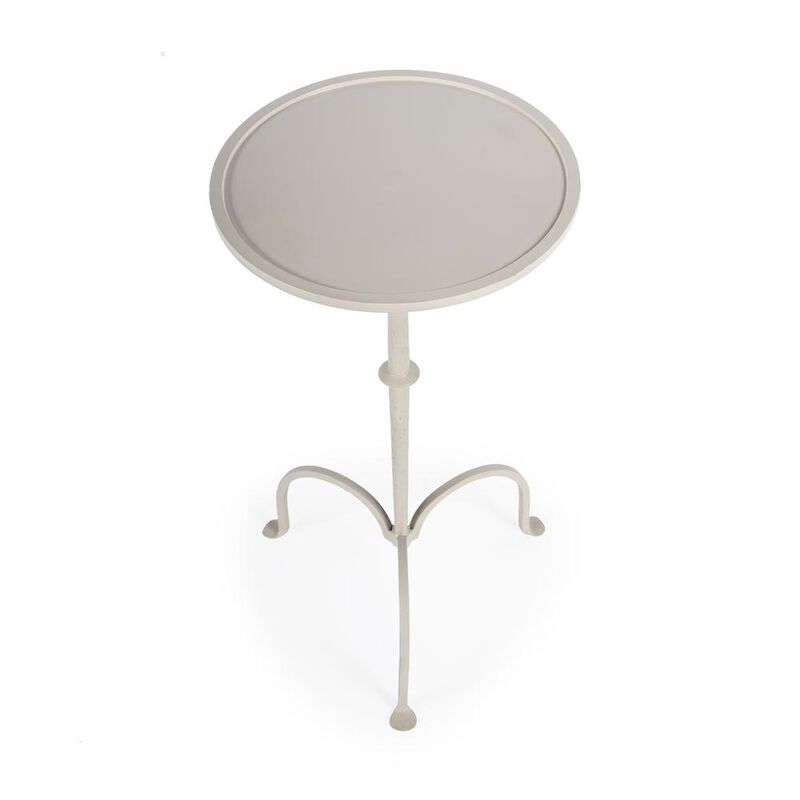 Butler Specialty Company Founders Griege Iron Pedestal Side Table, Gray and White