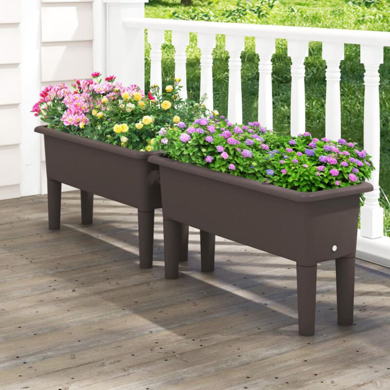 Hivvago 2 PCS Raised Garden Beds Self-Watering Planter Box with Detachable Legs and Drainage Hole