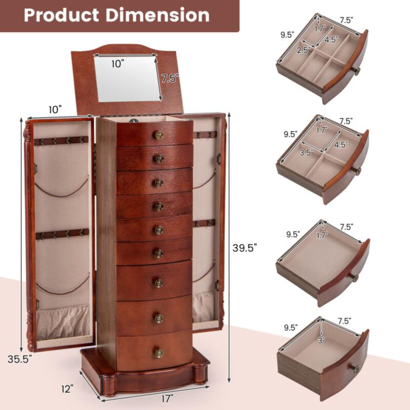 Hivvago Large Wooden Jewelry Storage Box Organizer