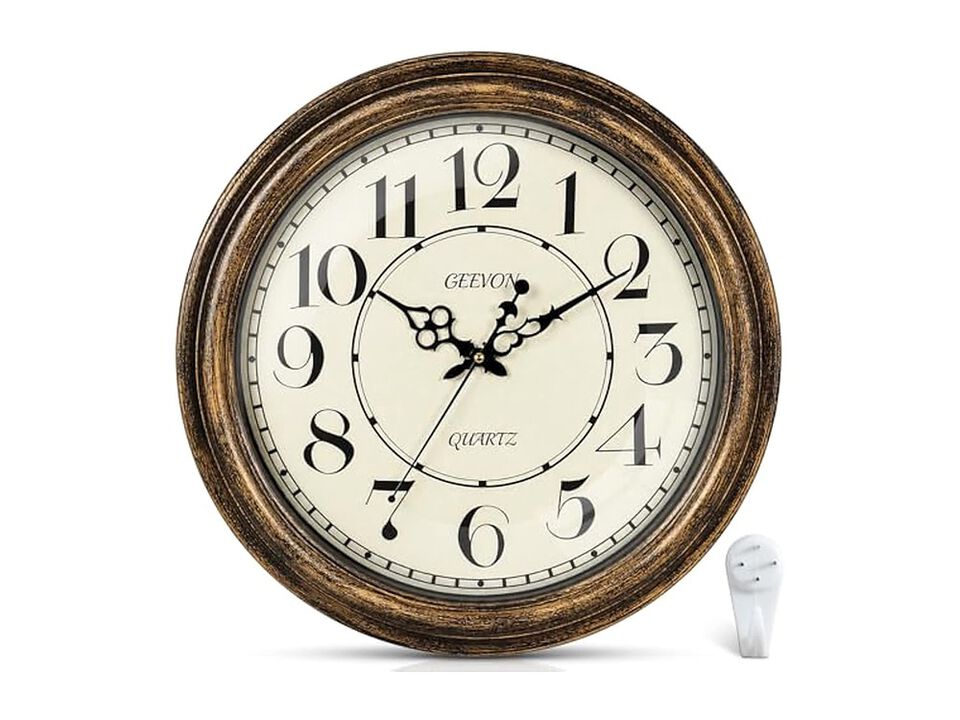 Vintage Retro Wall Clock 18 Inch Silent Non Ticking Battery Operated