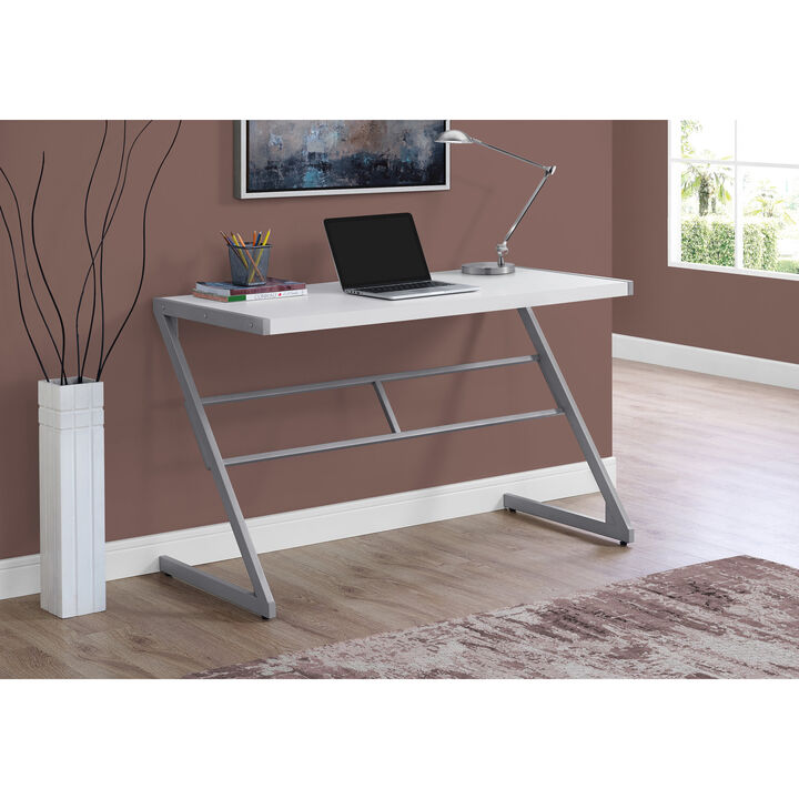 Monarch Specialties I 7372 Computer Desk, Home Office, Laptop, 48"L, Work, Metal, Laminate, White, Grey, Contemporary, Modern