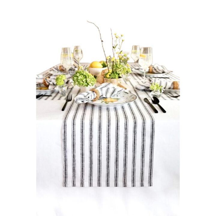 Solino Home 100% Pure Linen Table Runner - Capri Ticking Stripe