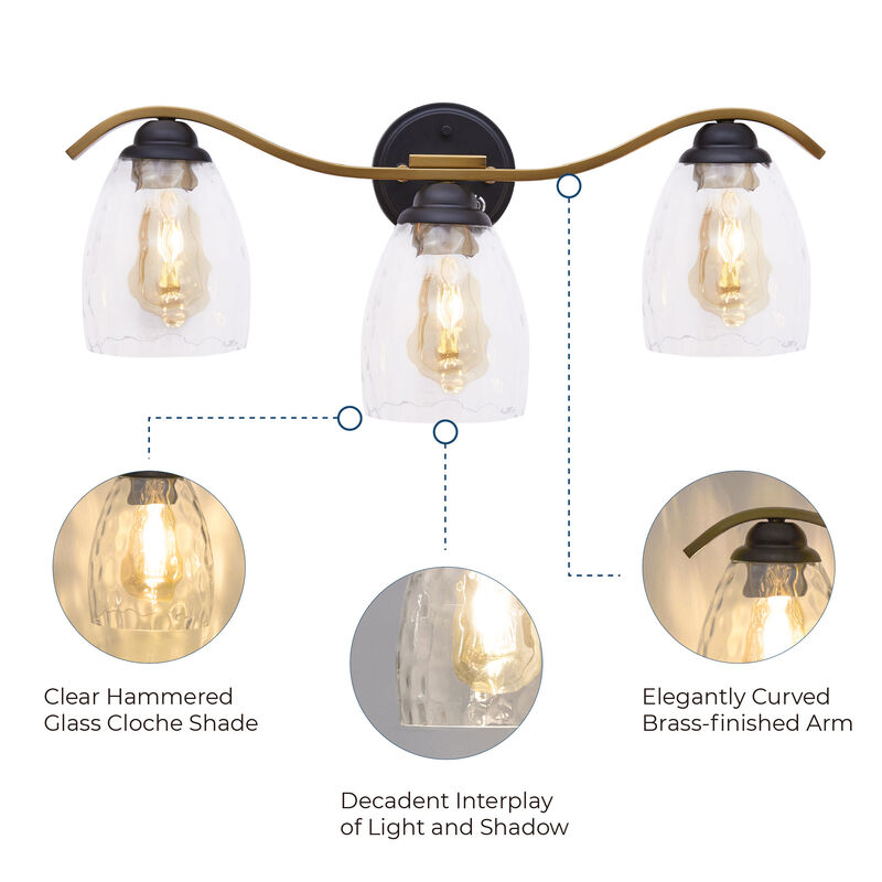 Heidi 3-Light Bathroom Vanity Wall Sconce Light with 3-Stage Touch Dimmer image number 2