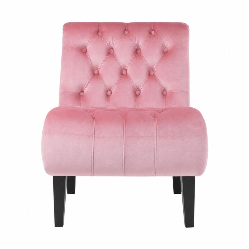 GOODSILO Armless Velvet Upholstered Accent Chair Leisure Chair with Wooden Legs for Living Room, Bedroom, Office, Small Spaces image number 0
