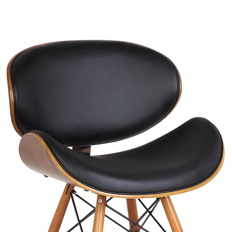 Mid-Century Dining Chair in Walnut Wood and Black Faux Leather image number 3