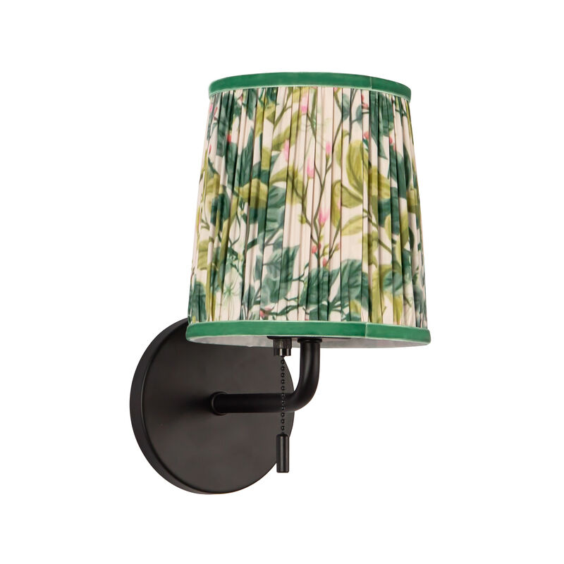 Scout 10-in Damp-Rated Wall/Vanity Light with Patterned Pleated Linen Shade image number 2