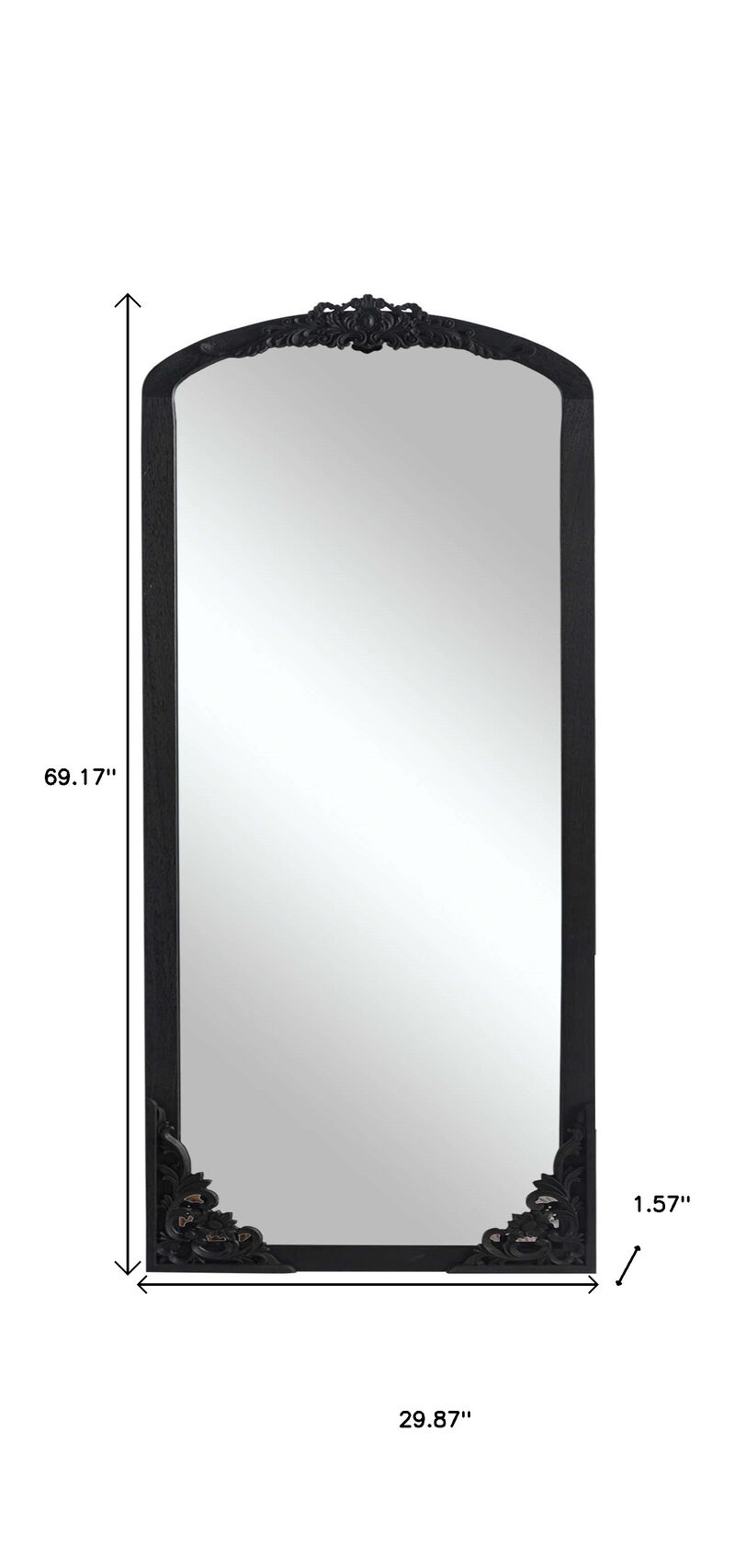 HomeRoots 69" Black Solid Wood Framed Full Length Mirror image number 4