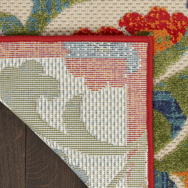 HomeRoots 5' X 8' Red Gold Green And Teal Blue Floral Indoor Outdoor Area Rug image number 5