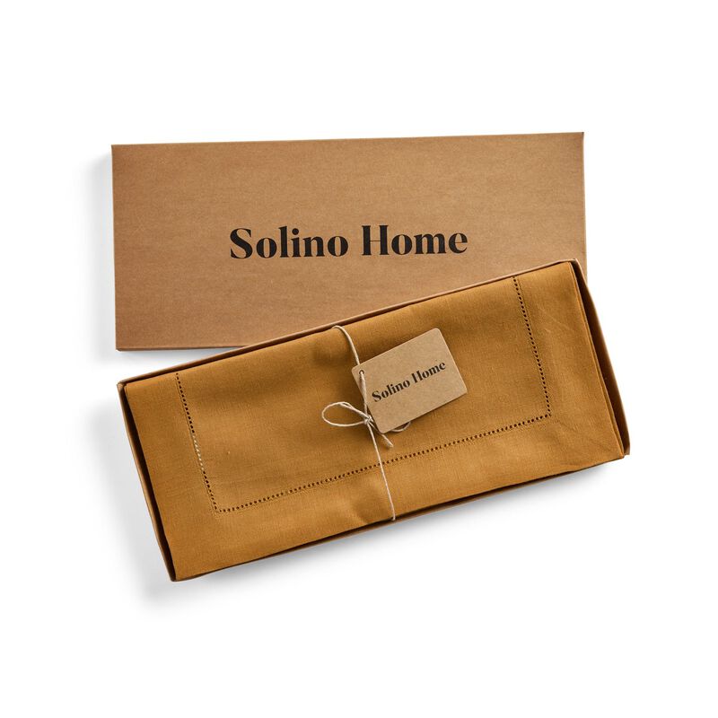 Solino Home 100% Pure Linen Table Runner - Classic Hemstitch