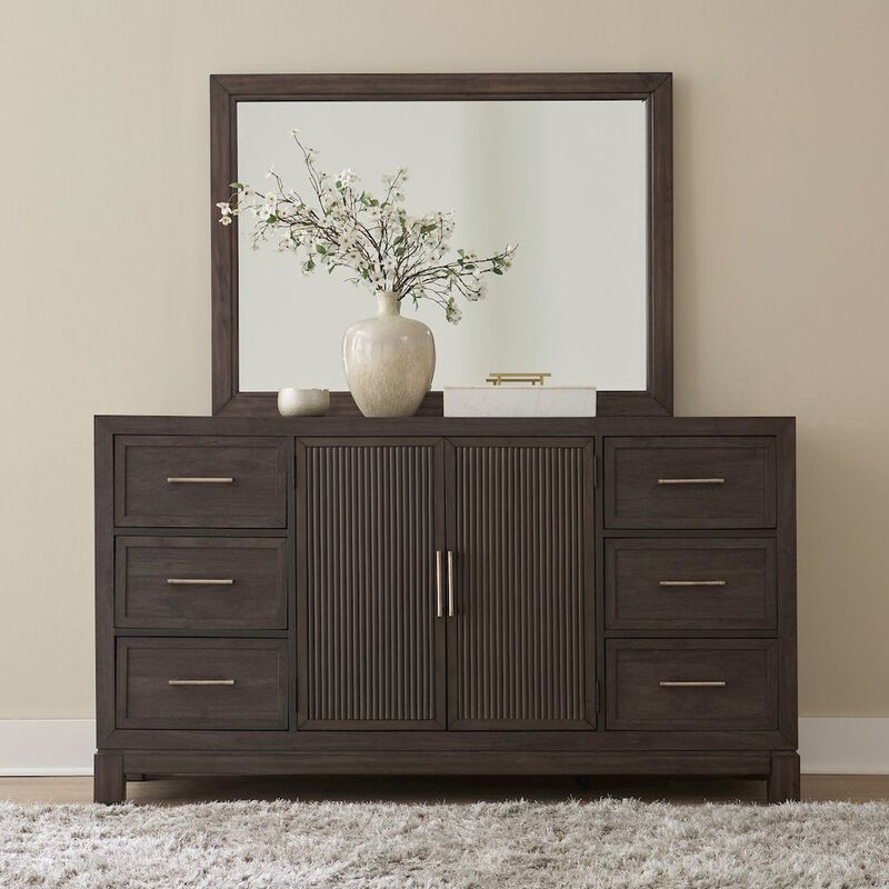 Liberty Furniture Modern Edge Dresser & Mirror Set for Bedroom - Caffe image number 8