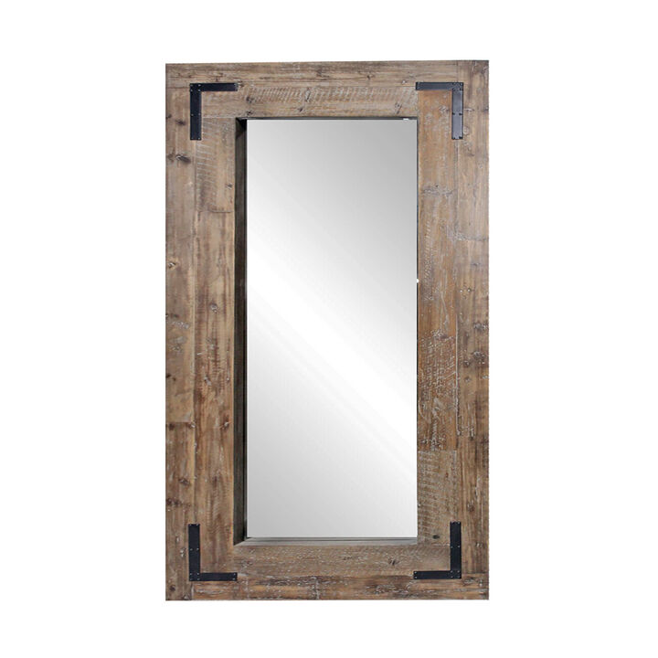 HomeRoots 75" Brown Wood Framed Leaning Accent Mirror