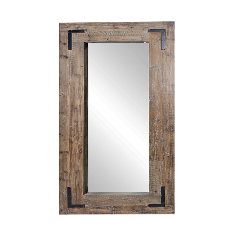 HomeRoots 75" Brown Wood Framed Leaning Accent Mirror image number 0