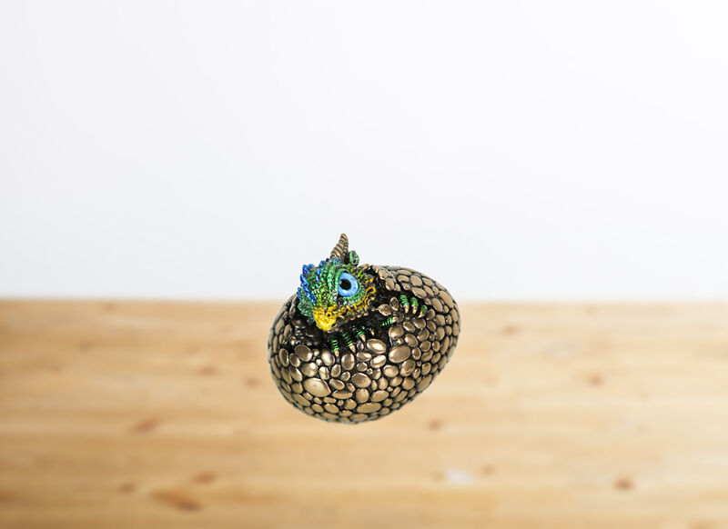 Bronze Finish Dragon Hatchling Figurine With Hand Painted Color Accents image number 9