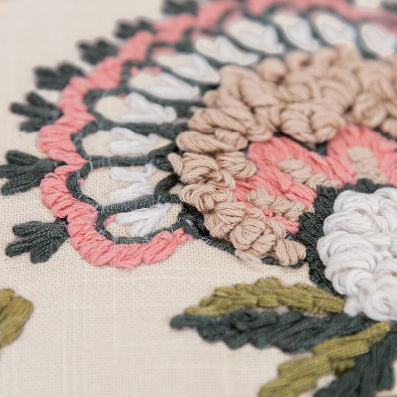 Homezia Blush Botanical Pattern Embroidered Throw Pillow