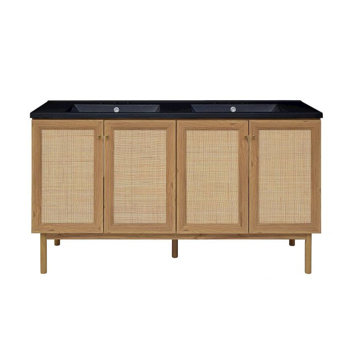 60" Freestanding Bathroom Vanity with 3-Hole Widespread Sink Top