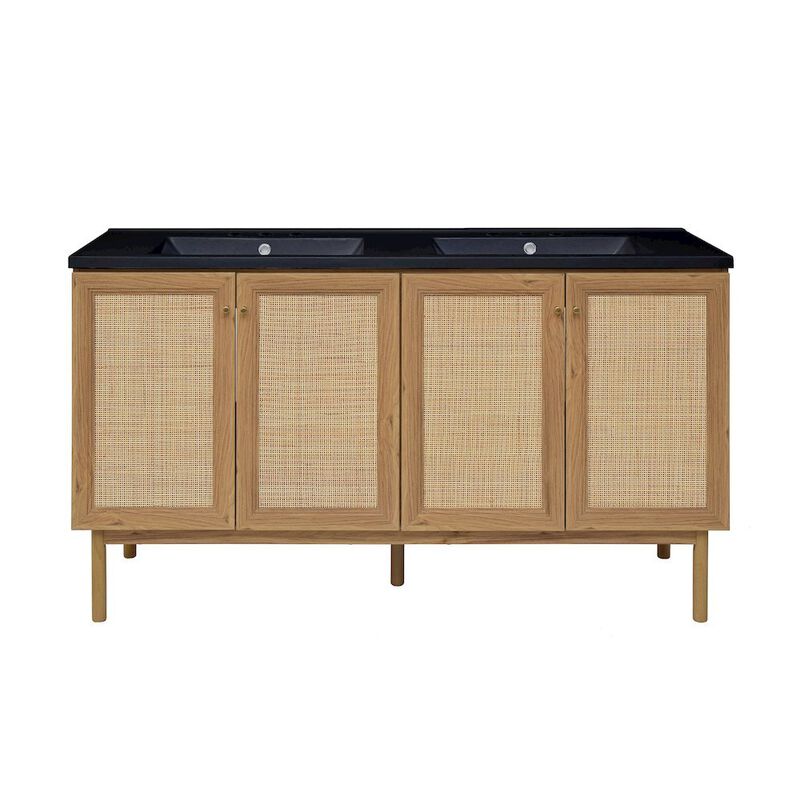60" Freestanding Bathroom Vanity with 3-Hole Widespread Sink Top image number 0
