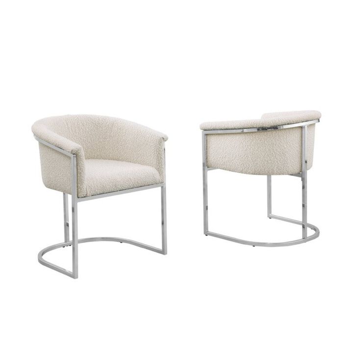 Best Quality Furniture Best Quality Teddy Boucle In Cream Side Chair - Set Of 2