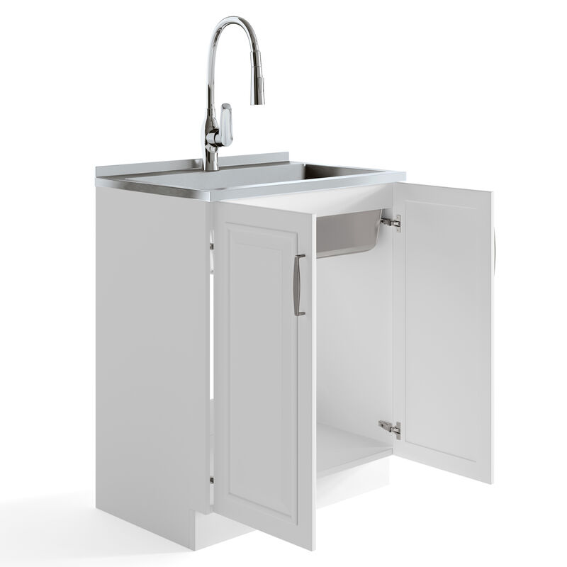 Simpli Home Darwin All-In-One 28 inch Laundry Utility Sink and Cabinet image number 3