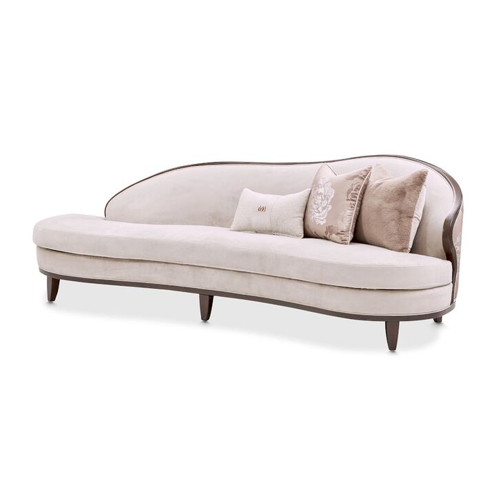 Michael Amini Camellia Field Asymmetrical Velvet Sofa - Porcini/Warm Pecan