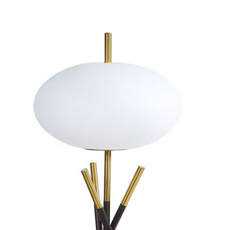 Azy Table Lamp, Frosted White Shade, Tripod Base, Black Gold, 30 Inch